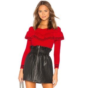 Lovers + Friends Ruffle Sweater in Red